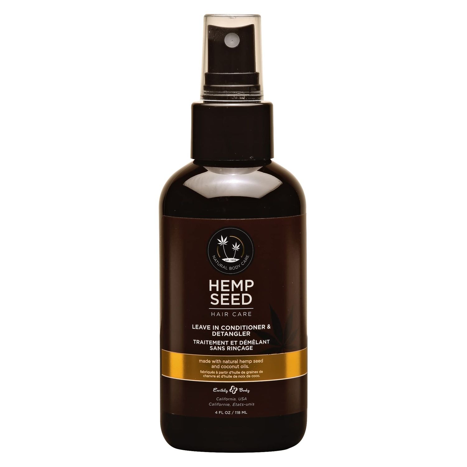 Hemp Seed Hair Care Leave-In Conditioner Detangler, Naked in the Woods - 4 oz - Smooths, Softens, Moisturizes Improves Manageability - Hemp Seed Oil Coconut Oil - Vegan, Cruelty Free