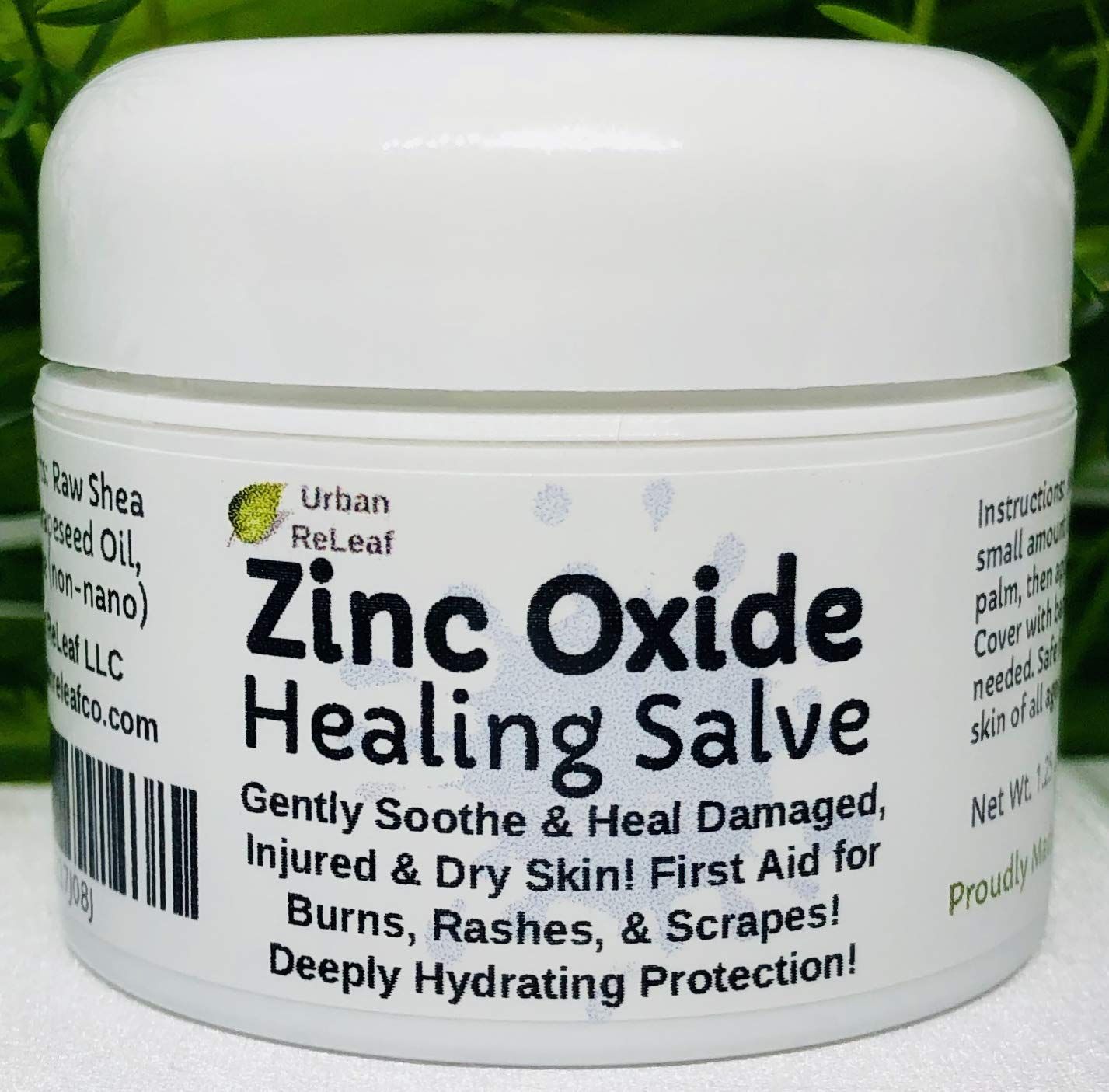Urban ReLeaf Zinc Oxide Salve ! Gently Soothe Protect Damaged, Injured Dry Skin! First Aid, Burns, Rashes, Scrapes! Deeply Hydrating Protection. 100 Natural! Calm delicate skin of all ages.