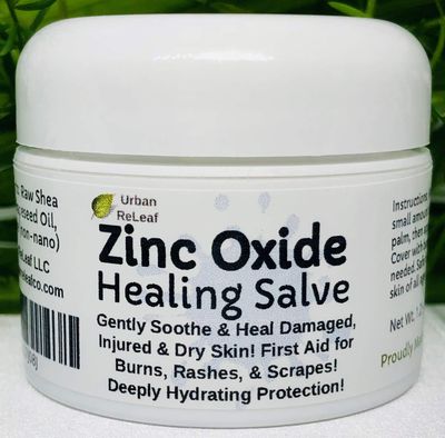 Urban ReLeaf Zinc Oxide Salve ! Gently Soothe Protect Damaged, Injured Dry Skin! First Aid, Burns, Rashes, Scrapes! Deeply Hydrating Protection. 100 Natural! Calm delicate skin of all ages.