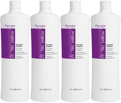 Fanola Toning Shampoo Bulk Sets (No Yellow 1000 ml, 4 Pack)