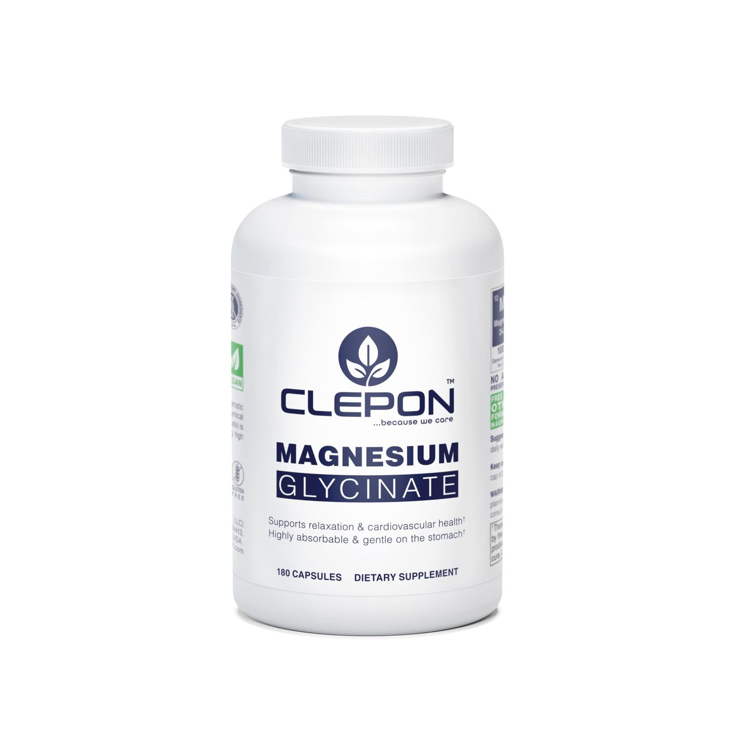Magnesium Glycinate - Chelated, Highly Absorbable Gentle on Stomach - Supplement for Heart Bone Health, Restful Sleep, Stress Relief, Muscles Nerves - Gluten-Free, Non-GMO, Vegan (180 Capsules)