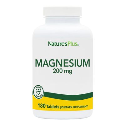 NaturesPlus Magnesium - 200 mg, 180 Tablets - Vegetarian, Gluten Free - 180 Servings