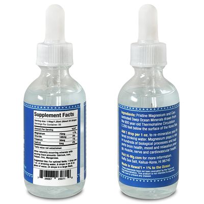 Kona Sea Salt Pure Hawaii Deep Ocean Magnesium Drops - Made in Hawaii - with Other Trace Minerals - Easy to Take Liquid 2 Fl. Oz. - Aids in Brain, Mood. Muscle, Nerve, Cardiovascular Health