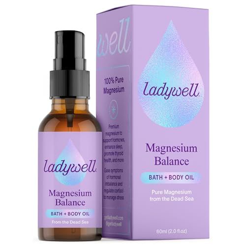 Ladywell Topical Magnesium Oil Spray Mood, Cycle Stress Support PMS, PCOS, Fertility, Menopause, Hormone Balance, Cramps Pure Magnesium Chloride, Science-Backed Rapid Skin Absorption
