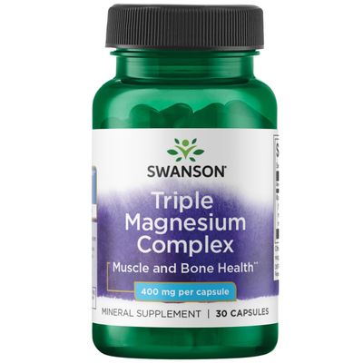 Swanson Triple Magnesium Complex - Mineral Supplement - Natural Support - Featuring Citrate, Oxide Aspartate - (30 Capsules, 400mg Each)
