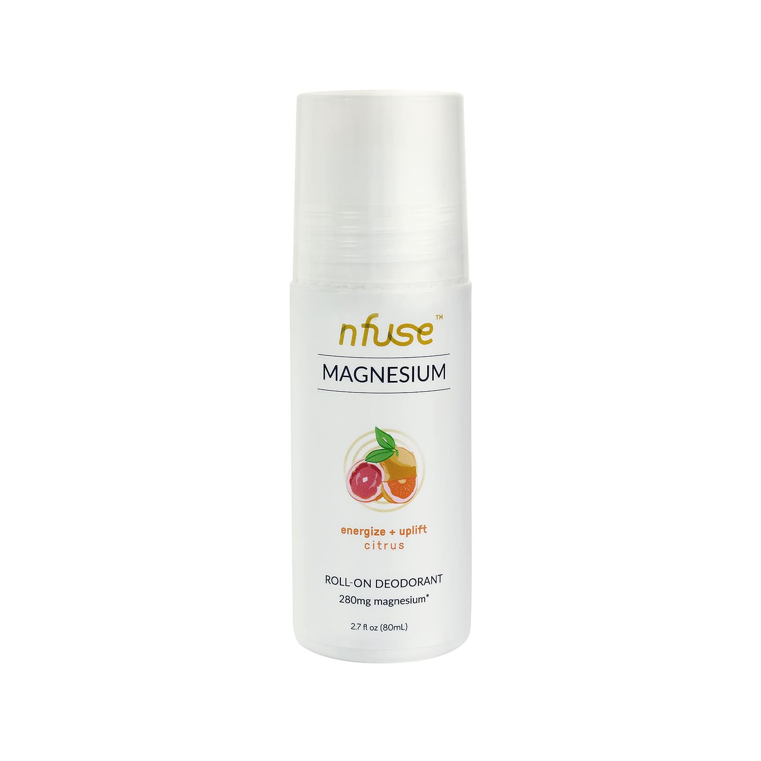 nfuse Natural Magnesium Roll-on Deodorant - Patented Magnesium Delivery Technology - Aromatherapeutic Essential Oils - Citrus: Energize Uplift