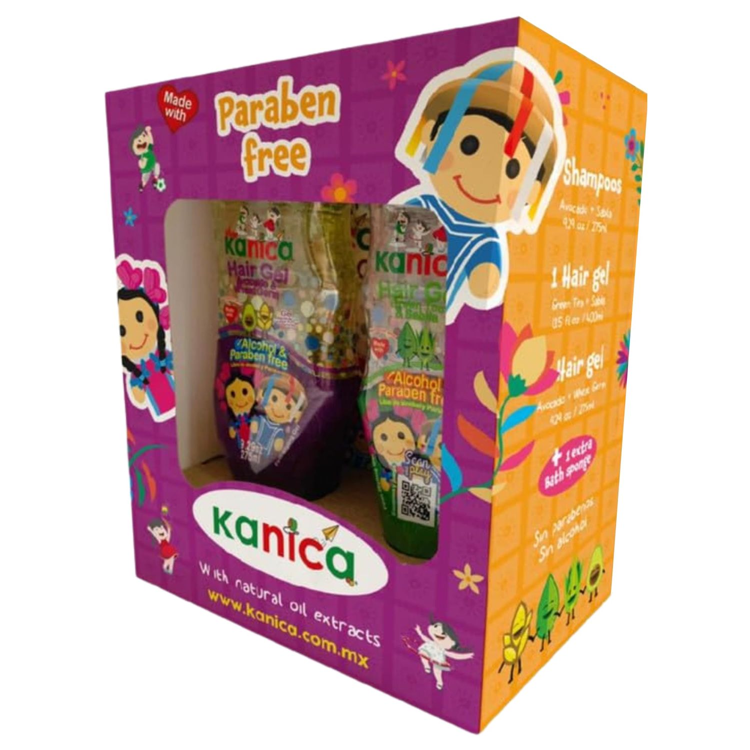 Kanica Comprehensive Hair Care Kit - 2 x 13.5oz Shampoo 2 x 9.29oz Gel - Nourishing Products for Kids All Hair Types - Cruelty-Free Chemical-Free
