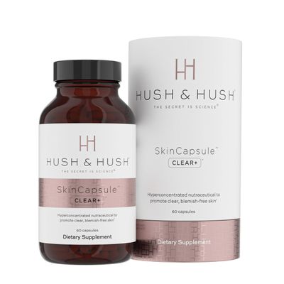 Hush Hush SkinCapsule Clear, Skin Care Supplement, Vegan, Acne Treatment for face, Clean Nutraceuticals Supplements That Contains Vitamin A, Turmeric, Dandelion Root, Zinc - 60 Capsules
