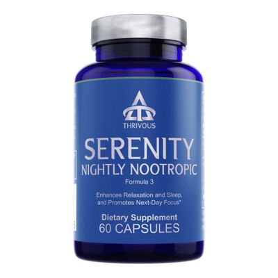 Thrivous Serenity - Natural Sleep Aid Pills - 5mg Melatonin with 200mg L-Theanine and Magnesium Glycinate - Extra Strength Stress Relief Supplement - 30 High Dose Servings - 60 Capsules