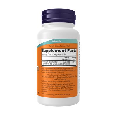 NOW Foods Supplements, Selenium (L-Selenomethionine) 200 mcg, Essential Mineral, 90 Veg Capsules
