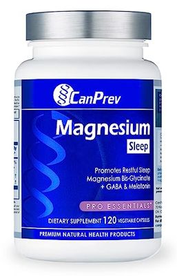CanPrev Magnesium Bisglycinate Chelated GABA Melatonin, 120 Veg Caps, 120-Day Supply, Support Restful Night, Muscle Function, Promote Relaxation Balanced Sleep-Wake Cycle, Vegan, No GMO Gluten