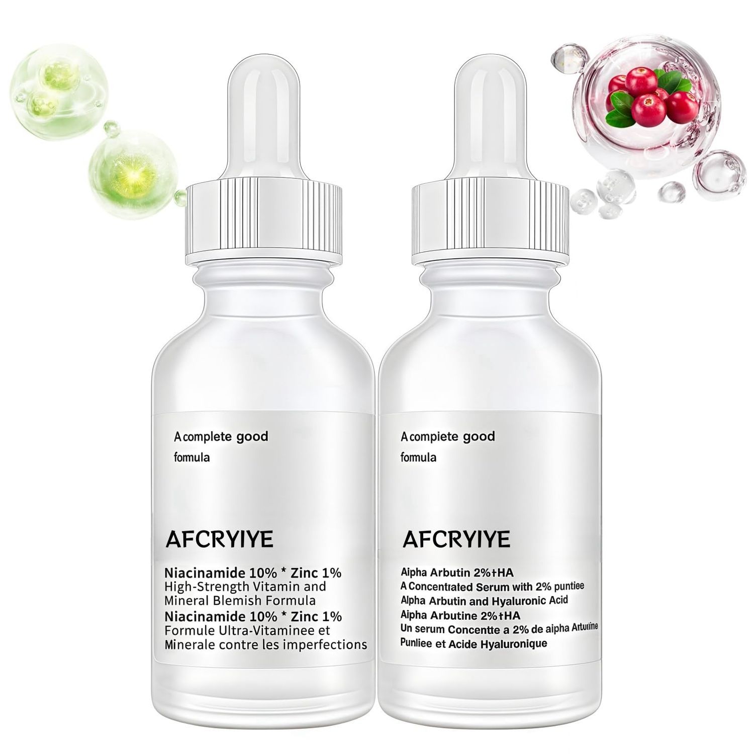 Women&#39;s Facial Treatment Set: 2 Alpha Arbutin Hyaluronic Acid And Niacinamide 10 Zinc 1 Facial Serum, Improve Skin Tone, Reduce Acne Formation, Moisturizing Anti-aging Serum, 30ML (2PC)