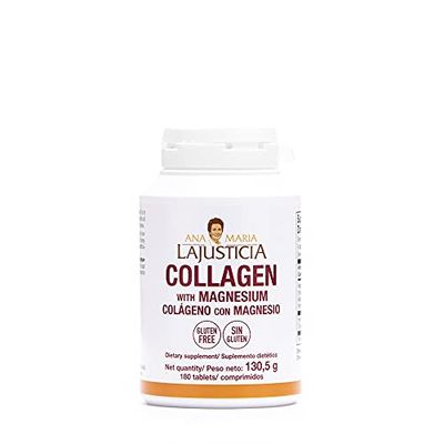 Ana Maria LaJusticia Collagen with Magnesium 180 Tabs - Healthy Teeth, Skin Bones - Energy-Full - Gluten-Free - Easy-to-Use - Rejuvenates Your Skin Strengthens Nervous System - from Spain