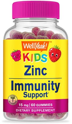 WellYeah Zinc Gummies for Kids 15mg - 2 Month Supply - Gluten-Free, GMO-Free - Natural Berry Flavor - Supports Healthy Immune Function - 60 Gummies