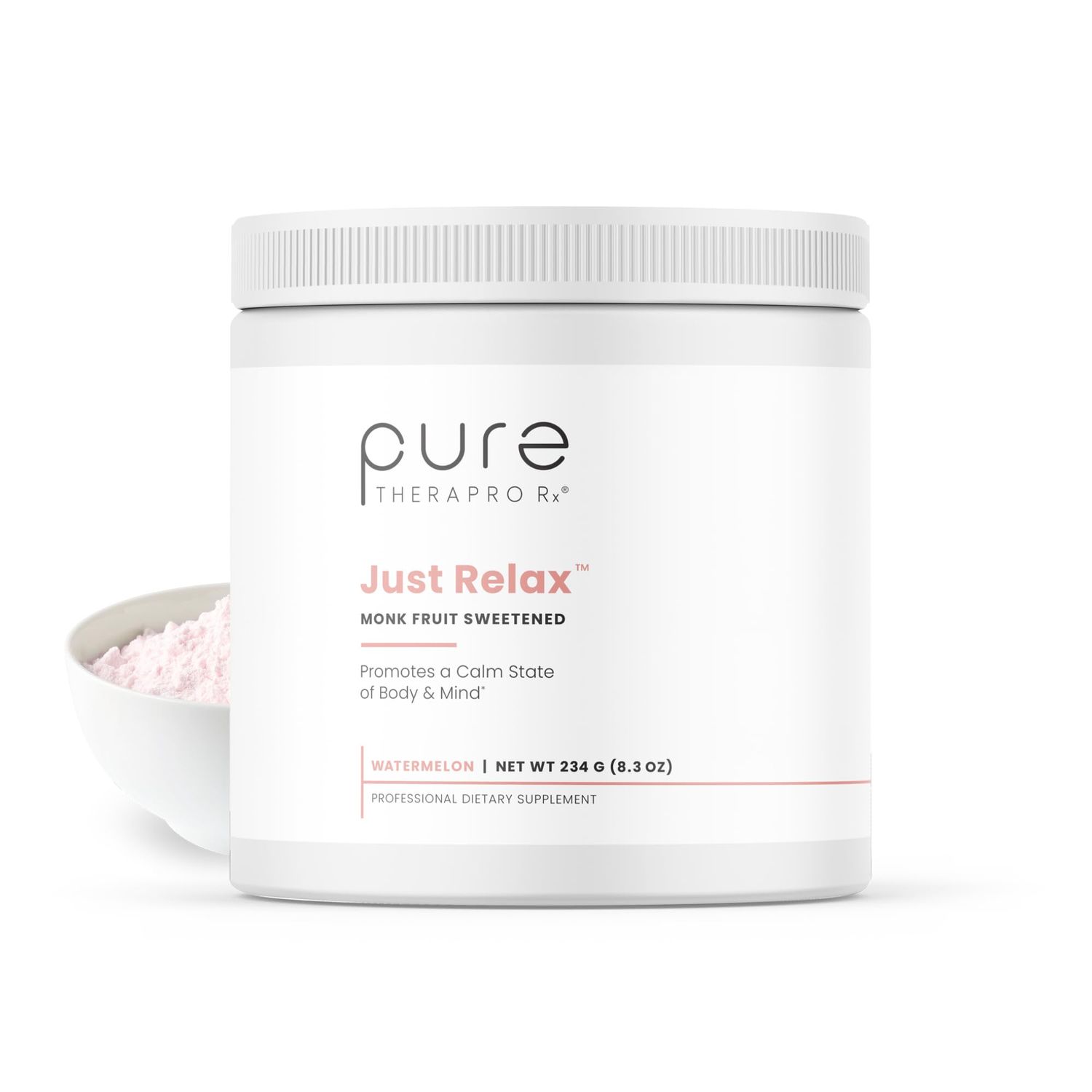 Pure Therapro Rx Just Relax -Watermelon 60 Servings Supports: Relaxed Mood, Healthy Blood Pressure, Emotional Wellness Myo-inositol Di-Magnesium Malate, GABA, Taurine, L-Theanine