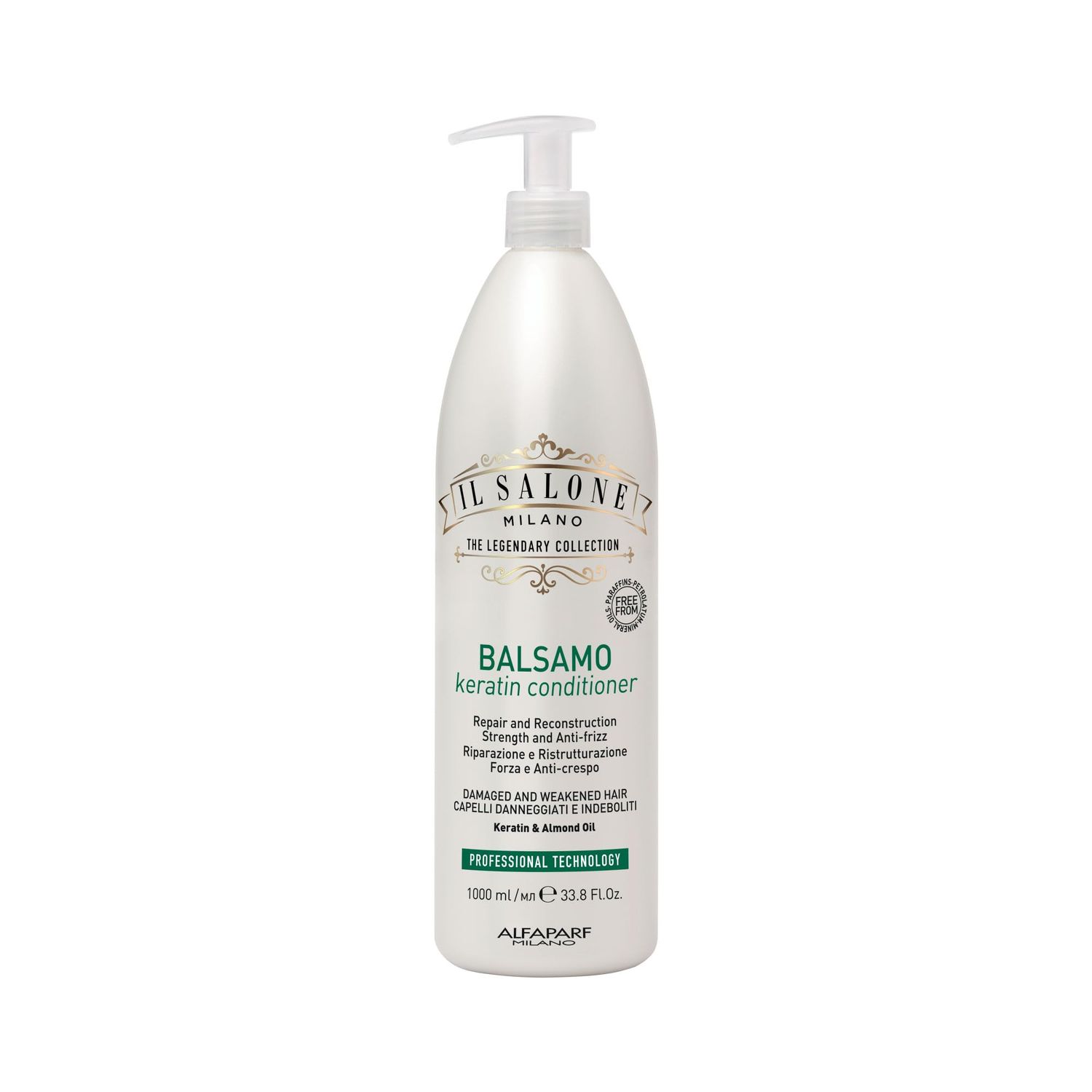 Il Salone Milano Professional Keratin Conditioner - Detangling Conditioner Damaged Hair Treatment - Provides Frizz Control Hair Reconstruction (33.8 oz 1000 ml)