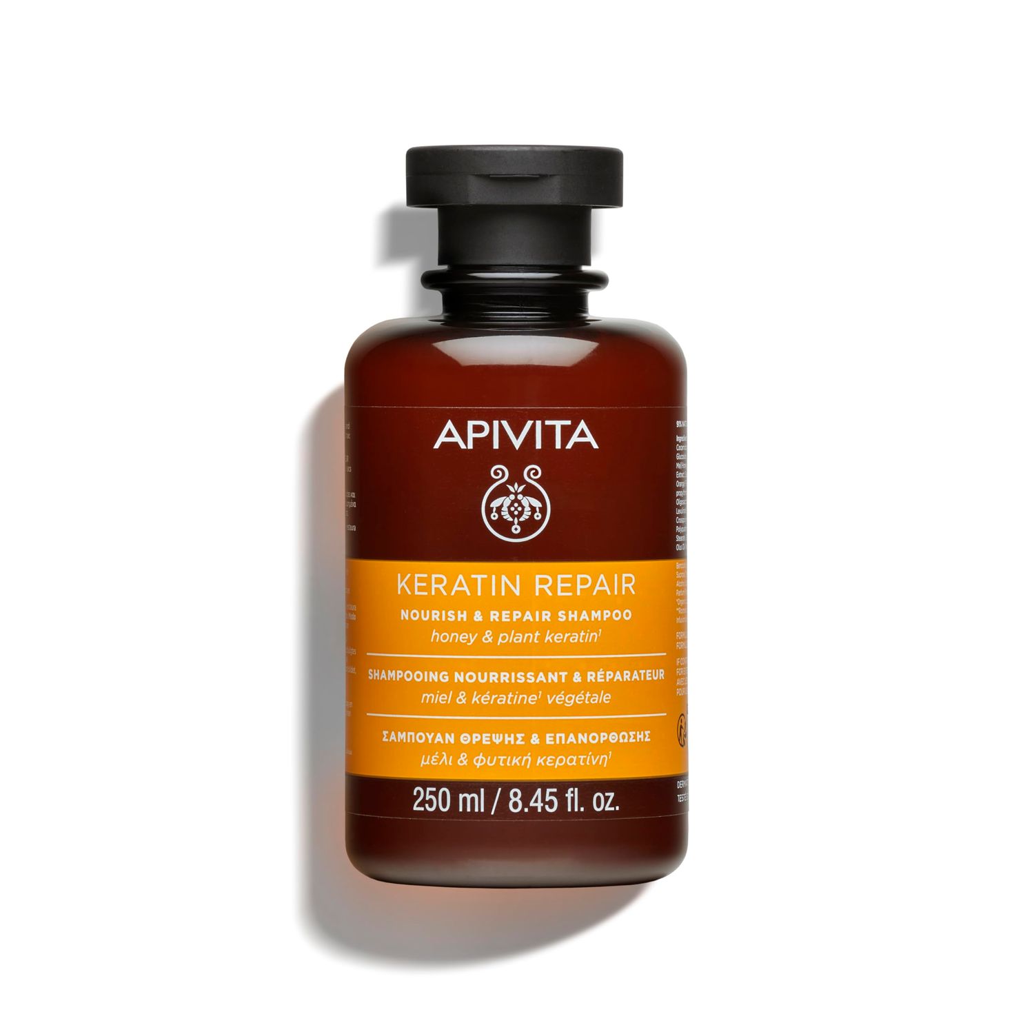 APIVITA Keratin Repair Shampoo Nourishes Repairs Dry, Damaged Hair with Honey Plant Keratin, Silicone-Free, 250 mL 8.45 oz