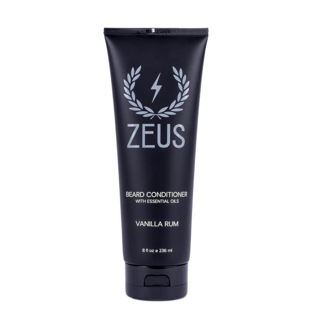 ZEUS Beard Conditioner Wash, Green Tea Natural Ingredients to Cleanse Soften Beard - MADE IN USA (Vanilla Rum) 8 oz.