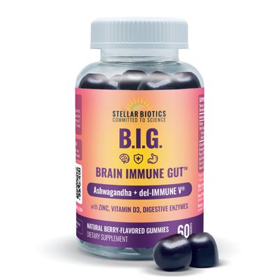 Del-Immune V Ashwagandha - Brain Immune Gut (B.I.G.) Gummy - All Natural Immune Gut Support with Zinc, Vitamin D3 Digestive Enzymes (60 Gummies)