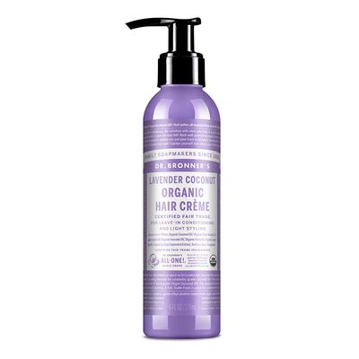 Dr. Bronner&#39;s - Organic Hair Cr me (Lavender Coconut, 6 Ounce) - Leave-In Conditioner and Styling Cream, Made with Organic Oils, Hair Cream Supports Shine and Strength, Nourishes Scalp, Non-GMO