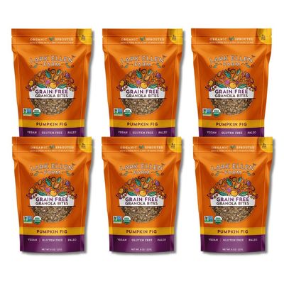 Lark Ellen Farm Pumpkin Fig Grain Free Granola Organic, Raw Sprouted Certified Organic Low Sugar Vegan Granola Clusters, Crunchy Gluten Free Granola Bites for Cereal or Yogurt 8 oz (6 Pack)