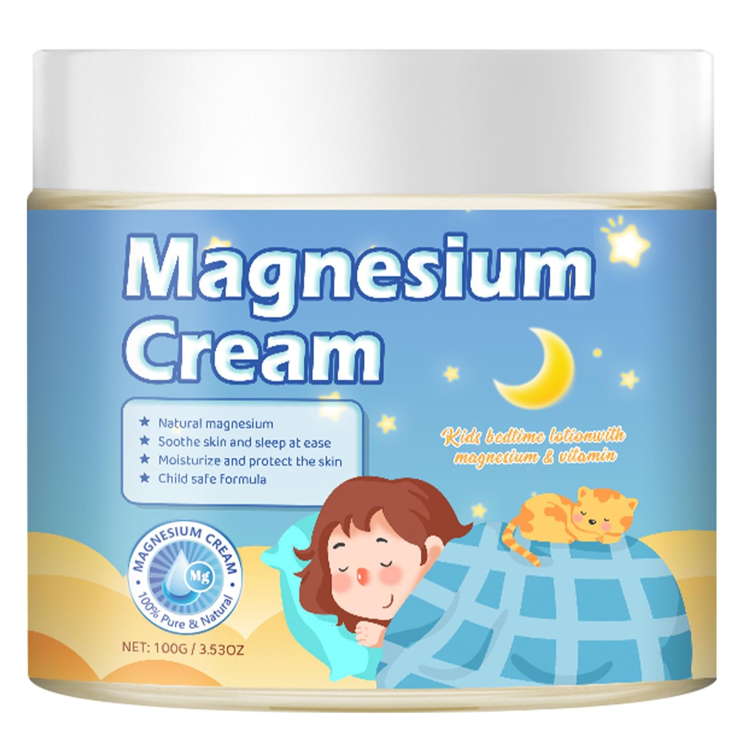 100g Magnesium Lotion for Kids Sleep,Nighttime Magnesium Cream,Soothe and Relax Your Body Before Bed,Safe for Both Adults and Children,Natural Calming Cream Support for Sleep