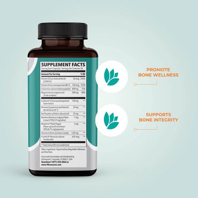 LifeSeasons - Bone Densi-T - Osteo Calcium Support - Bone Mineral Density, Pliability Healing - Skeletal Strength Tissue Production - Calcium, Magnesium Vitamin D - 120 Capsules