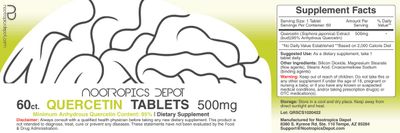 Nootropics Depot Quercetin Tablets 500mg 60 Count 95 Anhydrous Quercetin