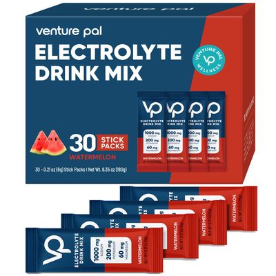 Venture Pal High Sodium Sugar Free Electrolytes Powder Packet - Hydration Packets with Sodium, Potassium Magneisum Zero Calories Vegan Keto Paleo Friendly Electrolyte Drink Mix 30 Stick