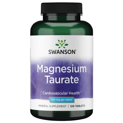 Swanson Magnesium Taurate - Mineral Supplement- Natural Magnesium Taurine Formula (120 Tablets, 100mg Each)