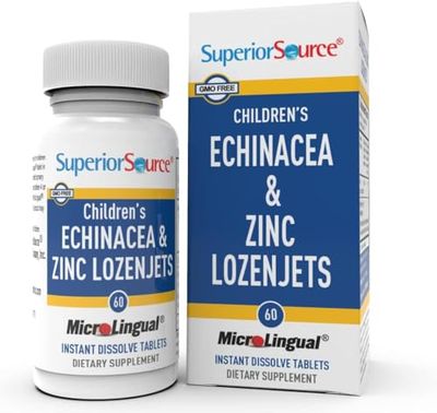 Superior Source Children&#39;s Echinacea Zinc Lozenjets - Herbal Immune Support for Kids - Non-GMO Gluten-Free - Peppermint - 60 MicroLingual Dissolvable Tablets