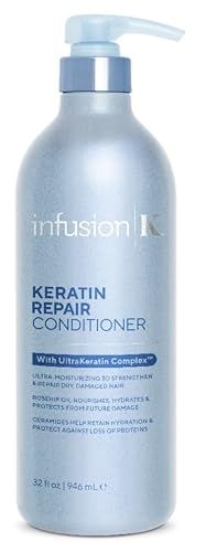 Infusion K Intense Repair Conditioner with Rosehip UltraKeratin Complex - Moisturizes Strengthens Repair Dry Damaged Weak Hair Color Safe, Paraben, Cruelty, Sulfate Free USA Made (32 oz)