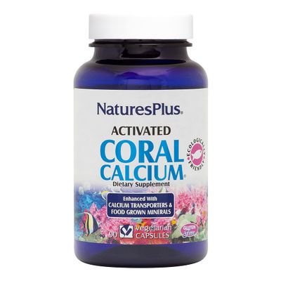 NaturesPlus Activated Coral Calcium - 345 mg, 90 Vegetarian Capsules - Natural Calcium Supplement with Magnesium Vitamins, Supports Bone Health - Hypoallergenic, Gluten-Free - 30 Servings