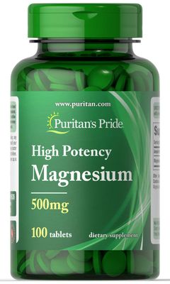 Puritan&#39;s Pride High Potency Magnesium Tablets, 500 mg, 100 Count
