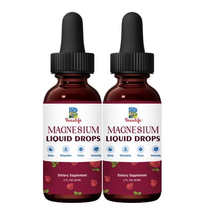 (2 Pack) Magnesium Liquid Drop, 1000mg Magnesium Supplement with Magnesium Glycinate Citrate, Strawberry Flavor, Calm Mood, Sleep Relaxation, Immune, Heart for Adults and Kids
