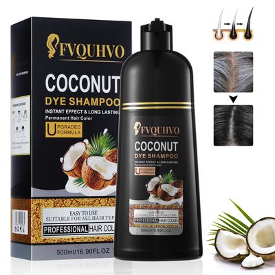 Instant Black Hair Dye Shampoo, Coconut Oil Black Hair Shampoo for gray hair,Natural Black Hair Color Shampoo 3 in 1,Black Shampo for Men Women,Long - Lasting Coconut Dye Shampoo 16.90 Fl Oz(Black)