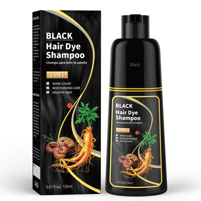 KAISASA Black Hair Dye Shampoo 3 in 1 for Gray Hair, Hair Color Shampoo for Women Men Grey Hair Coverage 150ml (Black)