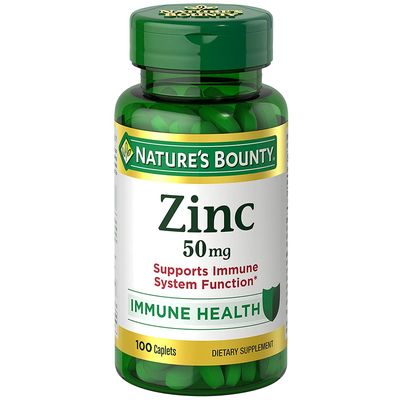 Nature&#39;s Bounty Zinc 50 mg Caplets, Unflavored, 100 Count, Pack of 2