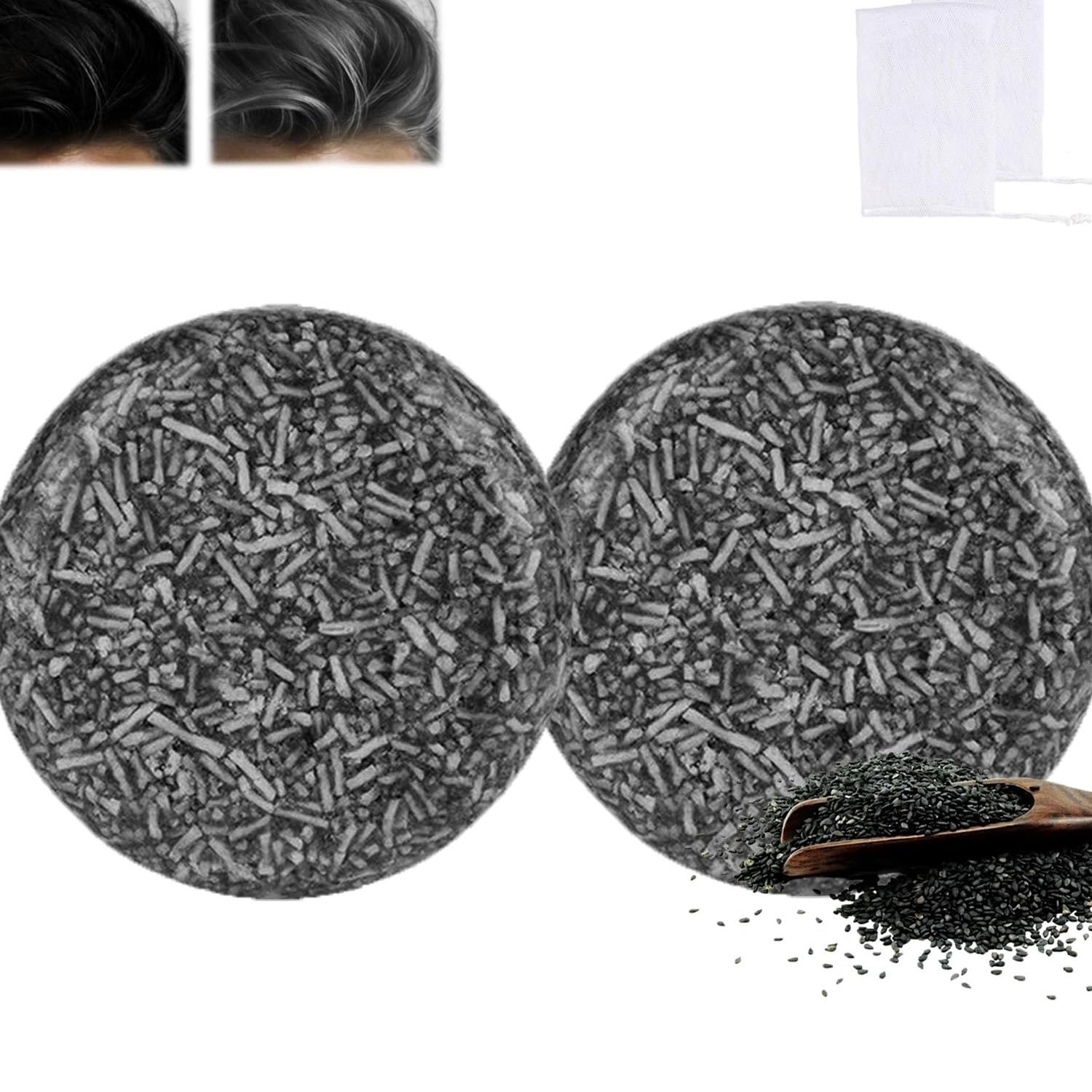 TYAYW Gray Hair Reverse Bar Shampoo, Natural Black Soap for Grey Hair, Mane Gray Reverse Bar Soap-Deep Cleaning Moisturizing, Hair Darkening Shampoo for Men and Women 2PCS