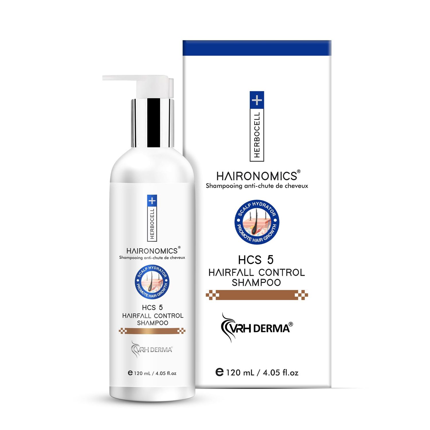 VRH Hair Fall Control Shampoo with Coffee Biotin Fenugreek Keratin Herbocell Reduces Hair Fall Promotes Hair Growth Increases Hair Volume Removes Split Ends (120ml) White