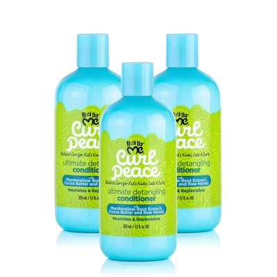 Just For Me Curl Peace Ultimate Detangling Conditioner (3 Pack) - Nourishes Replenishes, Contains Marshmallow Root Extract, Cocoa Butter Raw Honey, Sulfate Free, No Animal Testing, 12 oz