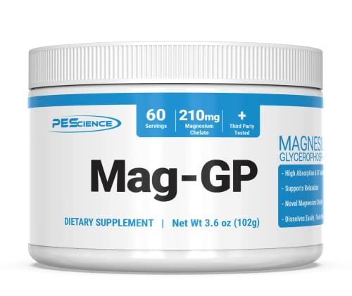 PEScience Mag-GP, Magnesium Glycerophosphate Chelate, 60 Servings, High Absorption, Improved Sleep, Stress Relief Cramp Support