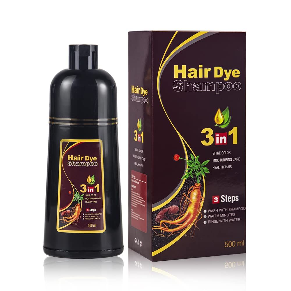 BELEZALIB Instant Dark Brown Hair Dye Shampoo for Women, Hair Color Shampoo for Gray Hair, 3 in 1-100 Gray Coverage - Natural Plant Ingredients, 16.9OZ500ML