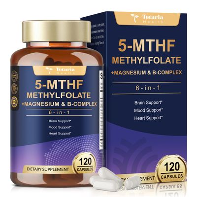 L Methylfolate 15mg 5-MTHF with B-Complex Dual Magnesium Active 5-MTHF Form Methyl B12 Supports Methylation, Cellular Function Energy Metabolism Non-GMO, Gluten Free (120 Capsules)