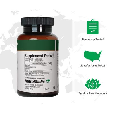 NutraMedix Quercetin - Quercetin 500mg Capsules - Antioxidant Immune Support Supplement for Heart Health - Aids in Zinc Vitamin C Absorption (120 Vegetarian Capsules)