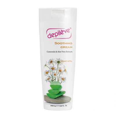Depileve Soothing Cream - Post Wax Lotion - Enriched with Aloe Vera, Chamomile and Zinc Oxide - for All Skin Types - Skin Calming Aftercare - Makeup-like Coverage Cream - 7 oz.