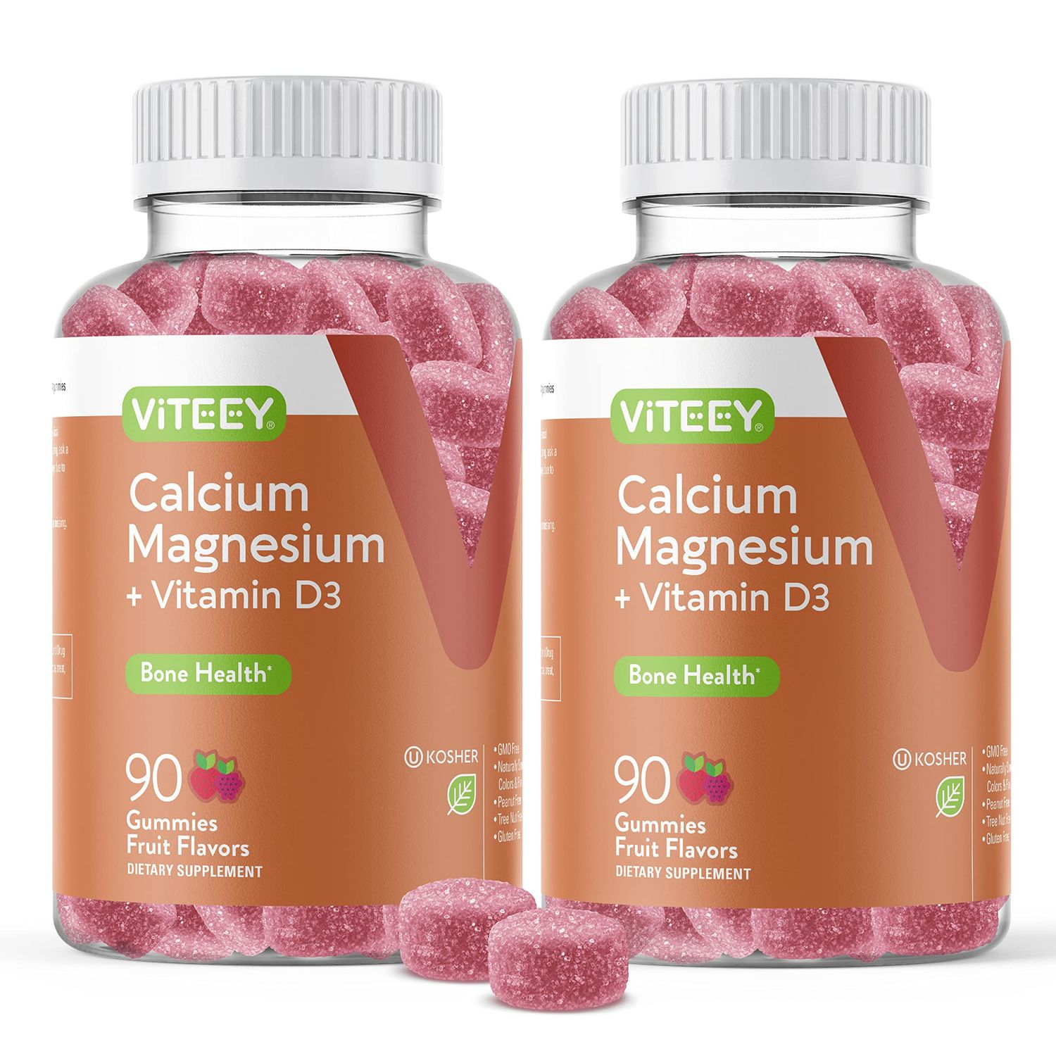 Calcium Gummies with Vitamin D3 Magnesium - Supports Bone Health, Immune Support, Energy and Muscle Function - Dietary Vitamin Supplements, for Men Woman and Teens, Chewable Fruit Flavored Gummy