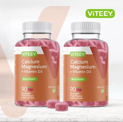 Calcium Gummies with Vitamin D3 Magnesium - Supports Bone Health, Immune Support, Energy and Muscle Function - Dietary Vitamin Supplements, for Men Woman and Teens, Chewable Fruit Flavored Gummy