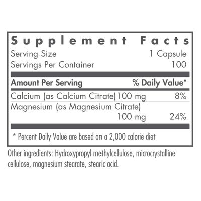 Nutricology Calcium Magnesium Citrate Supplement - Bone Health, with Calcium Citrate, Pure, Well-Absorbed, Vegetarian Capsules - 100 Count