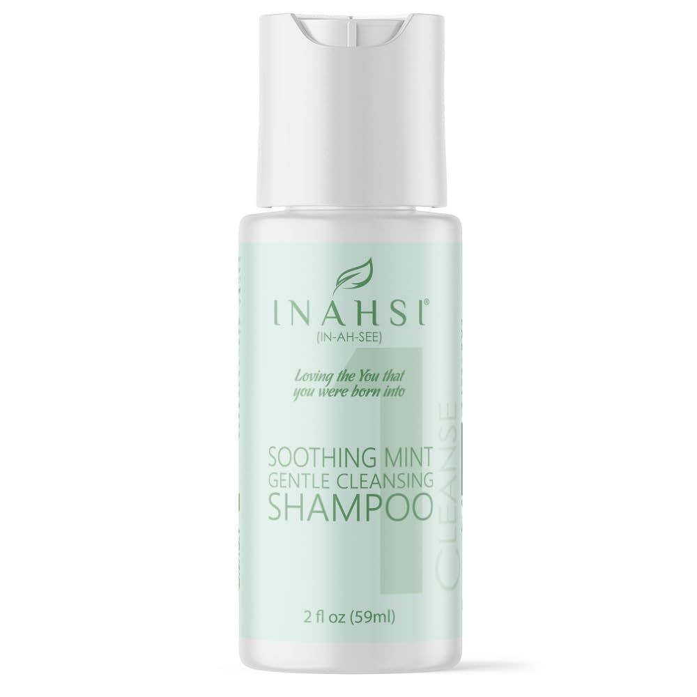 Inahsi Soothing Mint Gentle Cleansing Shampoo Hair Shampoo for Men, Women, or Kids with Curly Hair Hair Products for Naturally Curly Hair 2 oz Made in the USA